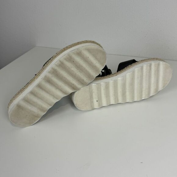 FRYE and Co Lula Bow Black Leather Platform Espadrille Strappy Sandals 8 - Picture 2 of 8